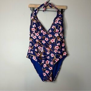 Women’s new Breeza blue floral one piece swim suit size 16